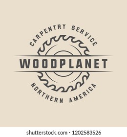 Vintage carpentry, woodwork and mechanic label, badge, emblem and logo. Vector illustration. Monochrome Graphic Art.
