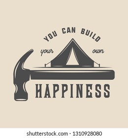 Vintage carpentry, woodwork and mechanic label, badge, emblem and logo.Vector illustration. Monochrome Graphic Art. 
