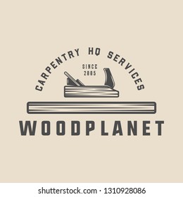 Vintage carpentry, woodwork and mechanic label, badge, emblem and logo.Vector illustration. Monochrome Graphic Art. 

