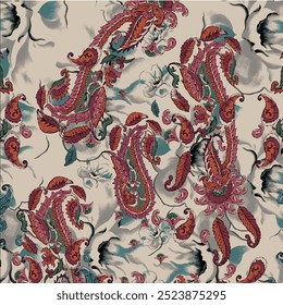 Vintage Carpet Rug Pattern. Beige Background in vector form.