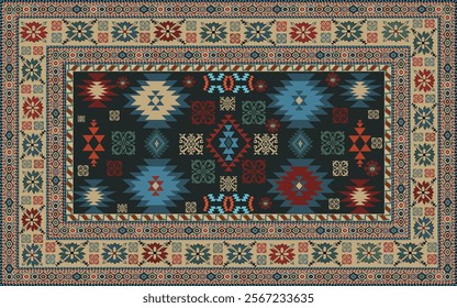 Vintage  Carpet Vector with Geometric motifs in vintage tones. Perfect for decor, wallpapers, and textiles, this design blends traditional elegance with versatility for timeless .