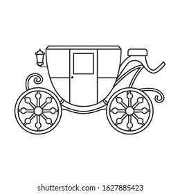 Vintage carriage vector icon.Outline, line vector icon vintage carriage isolated on white background .