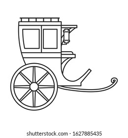 Vintage carriage vector icon.Outline, line vector icon vintage carriage isolated on white background .