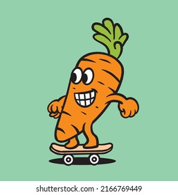 Vintage Carrot cute Mascot vector illustration