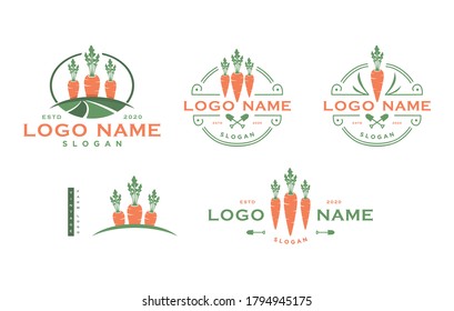 Vintage carrot logo vector for healthy diet food programs. Icon for seller, suplier, farmer, market center of vegan agricultural design illustration. Apply to web site, social media, label, UI, Badge