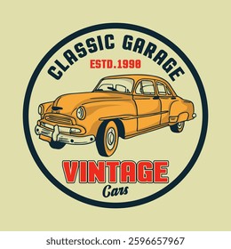 Vintage cars logo emblem  poster and t-shirt vector design