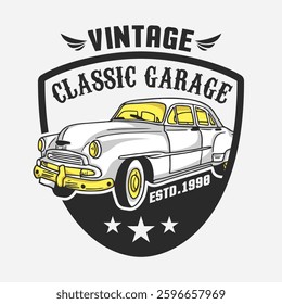 Vintage cars logo emblem  poster and t-shirt vector design