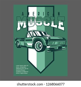 Vintage cars old worn sign. Classic cars retro poster