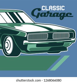 Vintage cars old worn sign. Classic cars retro poster
