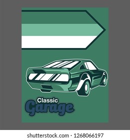 Vintage cars old worn sign. Classic cars retro poster