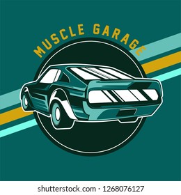 Vintage cars old worn sign. Classic cars retro poster