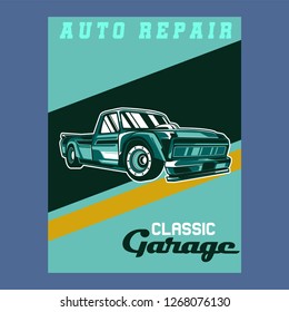 Vintage cars old worn sign. Classic cars retro poster
