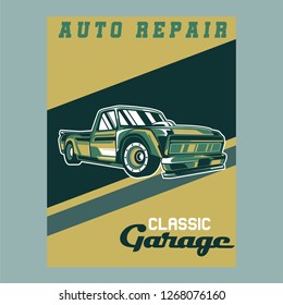 Vintage cars old worn sign. Classic cars retro poster
