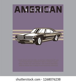 Vintage cars old worn sign. Classic cars retro poster