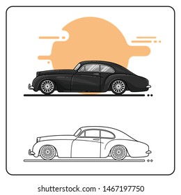 vintage cars side view easy editable