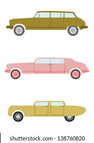 Vintage cars silhouettes. Vector