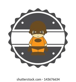 vintage cartoon bald hero label