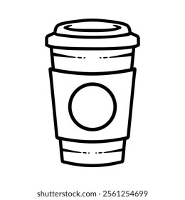 vintage cartoon cup of coffee isolated drawing line art style sketch classic vintage design illustration