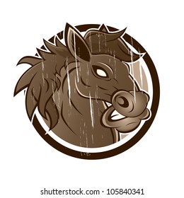 vintage cartoon horse in a badge