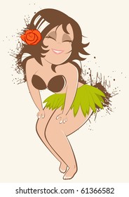 Vintage Cartoon Hula Girl