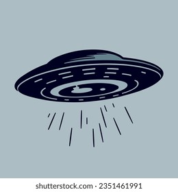 vintage cartoon illustration of an UFO