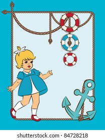 Vintage cartoon little girl.