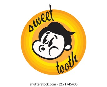 Vintage Cartoon Mascot Of A Whistling Boy, Sweet Tooth, 1940's Style Vector Illustration, Fast Food, Bakery Logo