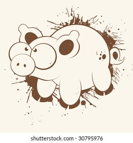 vintage cartoon pig