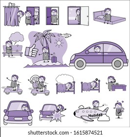 Vintage Cartoon Priest Monk - Collection of Concepts Vector illustrations