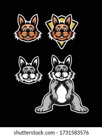 Vintage cartoon rabbit character. Vector, illustration