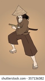 vintage cartoon samurai