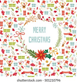 vintage cartoon seamless pattern for merry christmas