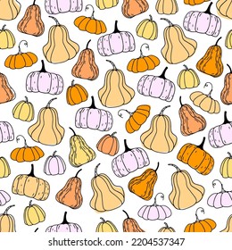 Vintage cartoon seamless pattern with pumpkin pattern for decoration design.