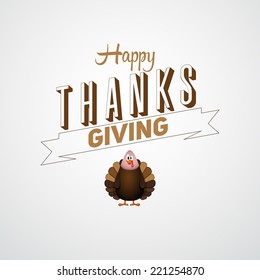 Vintage cartoon of turkey bird for Happy Thanksgiving celebration, can be use as flyer, poster or banner