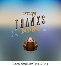 Vintage cartoon of turkey bird for Happy Thanksgiving celebration, can be use as flyer, poster or banner