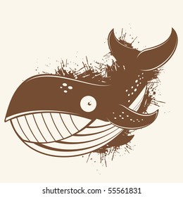 vintage cartoon whale