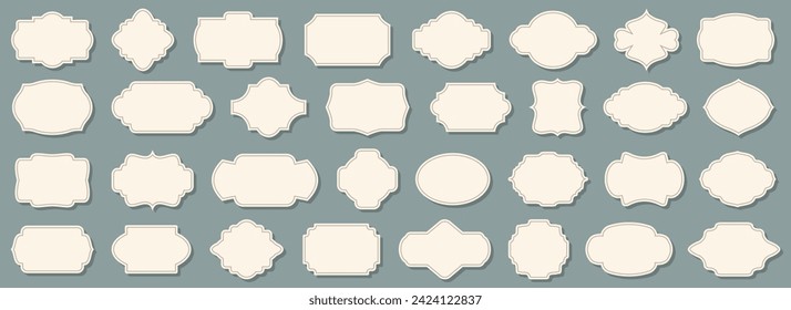 Vintage cartouches badge frames collection. Set of silhouette frames or cartouches for badges. Retro frames, collection of retro labels, badges and banners