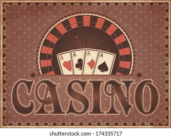 Vintage Casino invitation card, vector illustration