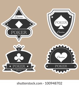 Vintage casino labels silhouette set