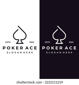 Vintage Casino Poker Ace Logo, Diamonds, Hearts And Spades. Poker Club Logo, Tournament, Gambling Game, Symbol 777.