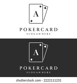 Vintage Casino Poker Ace Logo, Diamonds, Hearts And Spades. Poker Club Logo, Tournament, Gambling Game, Symbol 777.