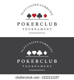 Vintage casino poker ace logo, diamonds, hearts and spades. Poker club logo, tournament, gambling game, symbol 777.