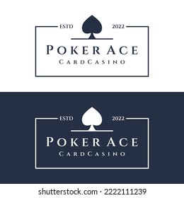 Vintage Casino Poker Ace Logo, Diamonds, Hearts And Spades. Poker Club Logo, Tournament, Gambling Game, Symbol 777.