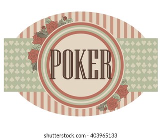 Vintage casino poker banner, vector illustration