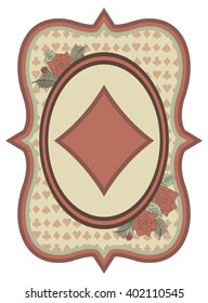 Vintage casino poker diamonds card, vector illustration