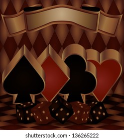 Vintage casino postcard, vector illustration