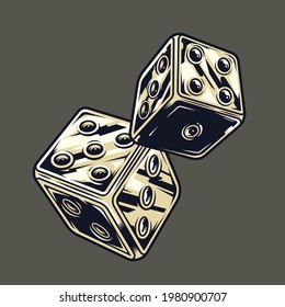 Vintage casino vector isolated dices