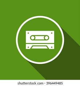 vintage cassette flat icon with long shadow. vector illustration