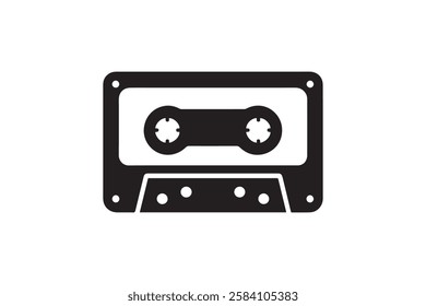 Vintage cassette icon vector silhouette isolated in white background