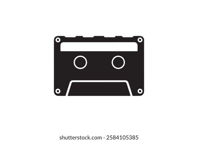 Vintage cassette icon vector silhouette isolated in white background